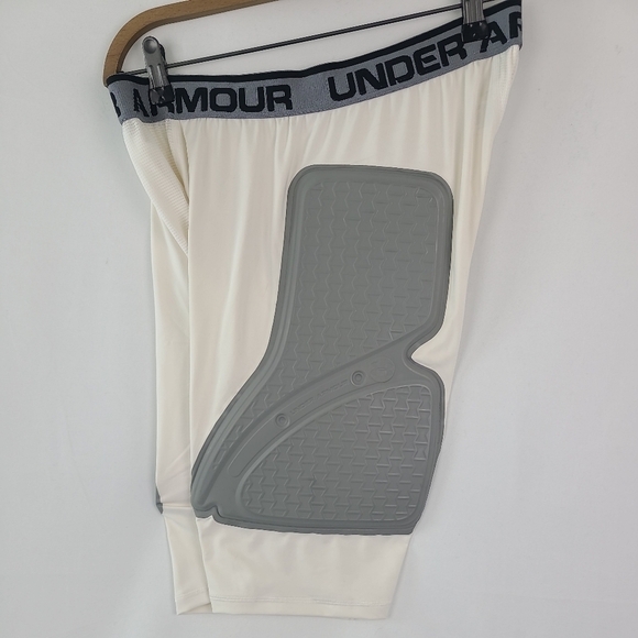 UA Under Armour Compression Slider Shorts Pads Sz XL Heat Gear White/Grey NWOT - Picture 4 of 7